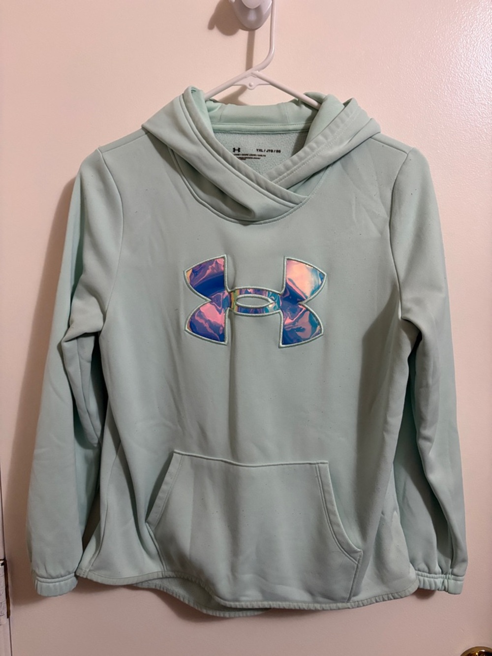 Under Armour Light Mint Pullover Hoodie with Iridescent Logo
